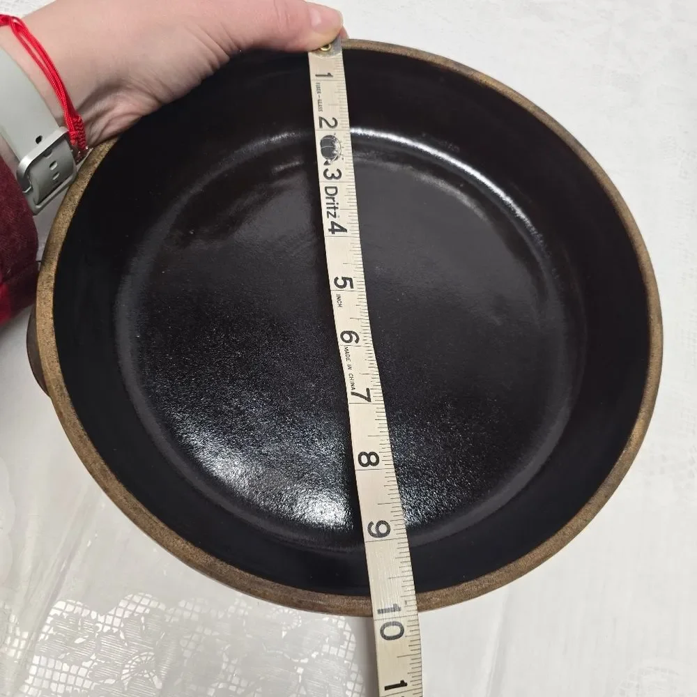 COOK-RITE STONEWARE ANTIQUE PIE PLATE BAKING DISH TWO HANDLE GLAZE 10”USA 1930’s